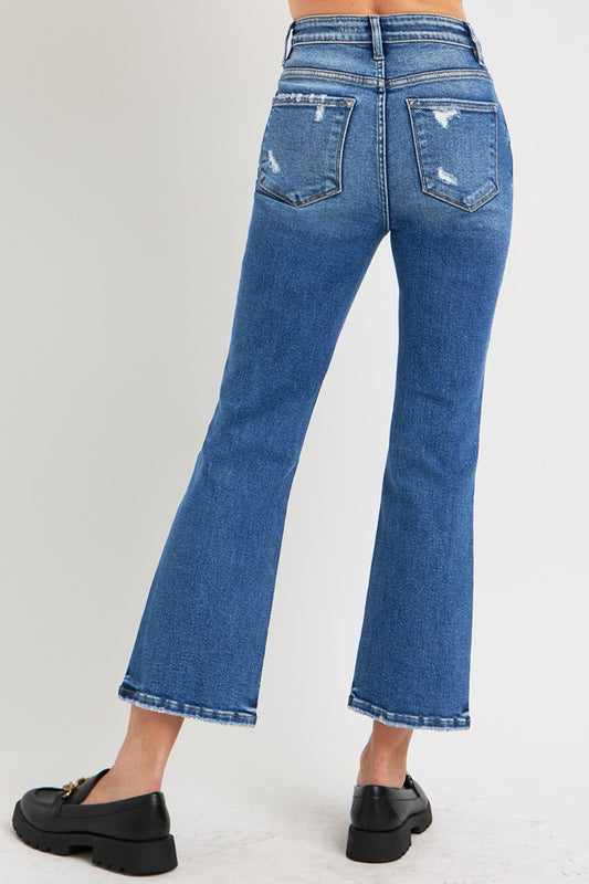 RISEN Full Size Tummy Control High Rise Crop Bootcut Jeans    