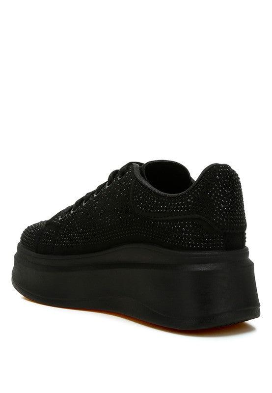 Jitter Bug Rhinestones Embellished Chunky Sneakers - Three Mad Hatters Mercantile 