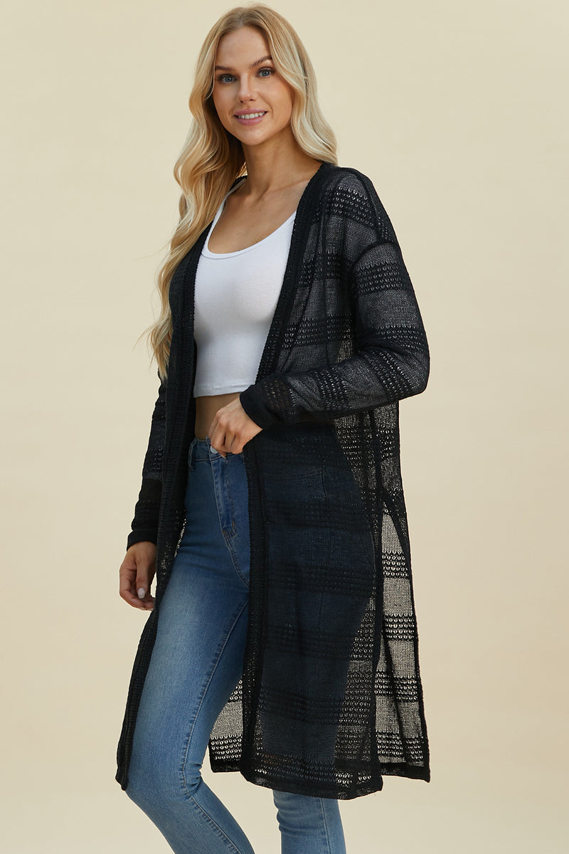 Double Take Open Front Longline Cardigan