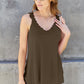 Basic Bae Full Size Lace Detail V-Neck Cutout Cami Womens Tank Tops Mocha S 