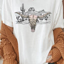 Longhorn Skull Western Desert Scene Graphic Tee