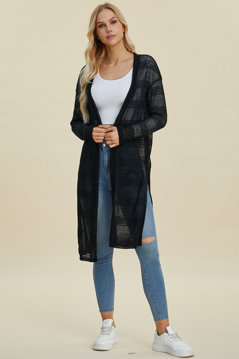 Double Take Open Front Longline Cardigan