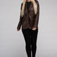 Sleek Pu Leather Blazer with Front Closure Blazer   