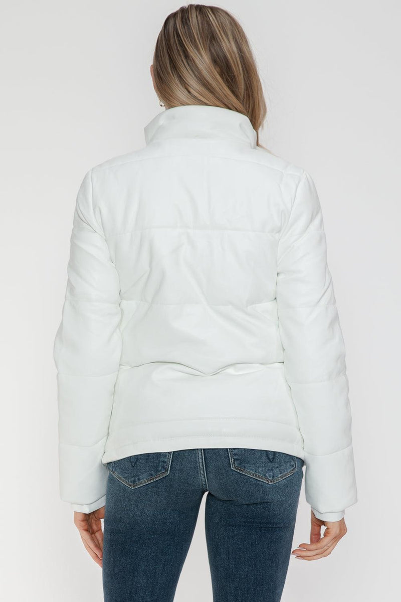 YMI Pocketed Zip Up Turtleneck Puffer Jacket - Three Mad Hatters Mercantile 