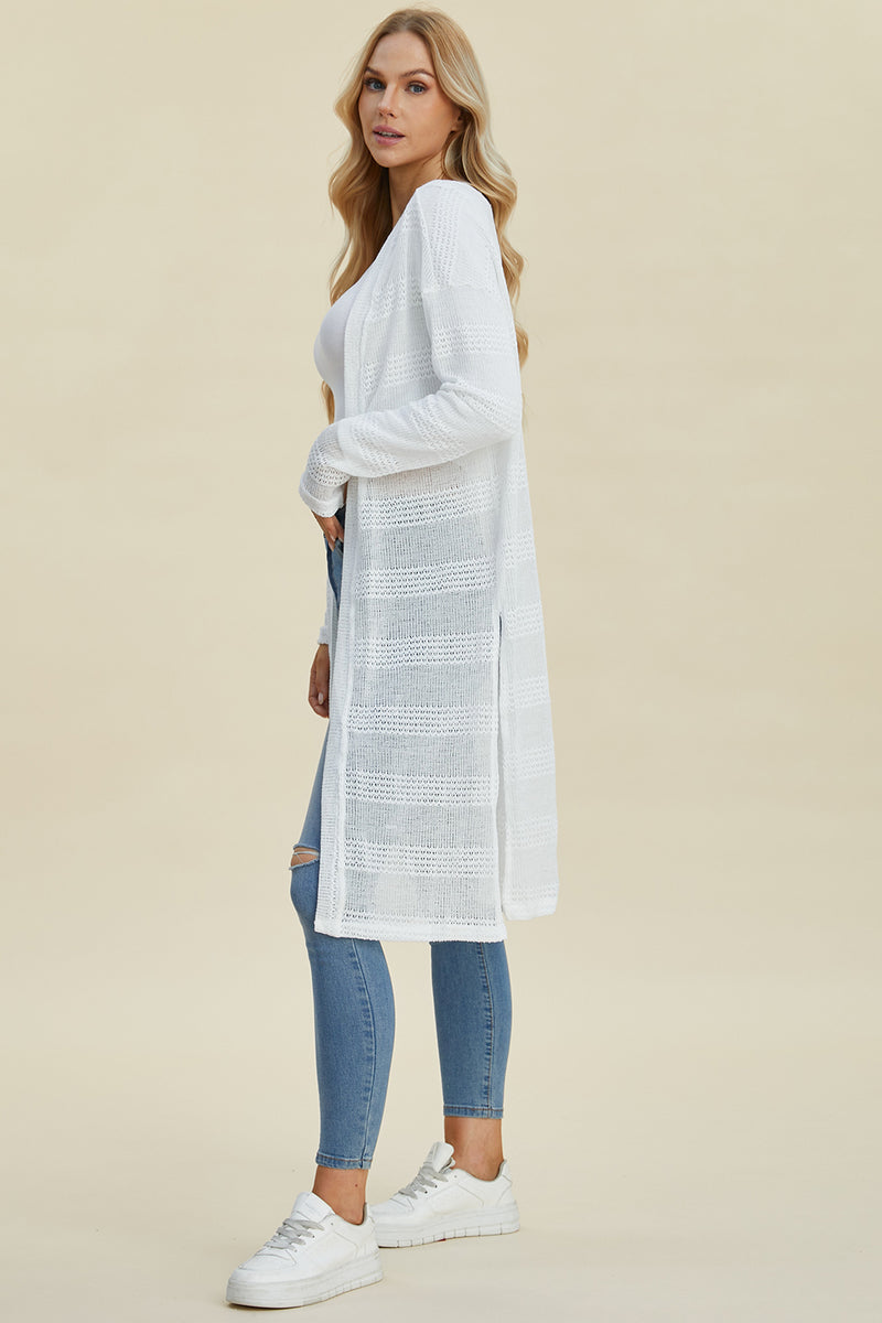 Double Take Open Front Longline Cardigan