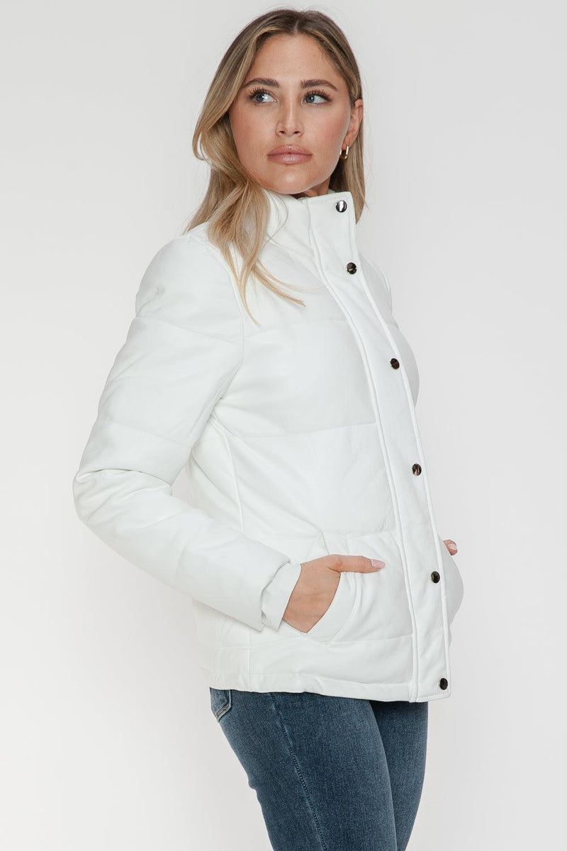 YMI Pocketed Zip Up Turtleneck Puffer Jacket - Three Mad Hatters Mercantile 