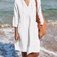 Full Size Tied Three-Quarter Sleeve Mini Dress  White S 