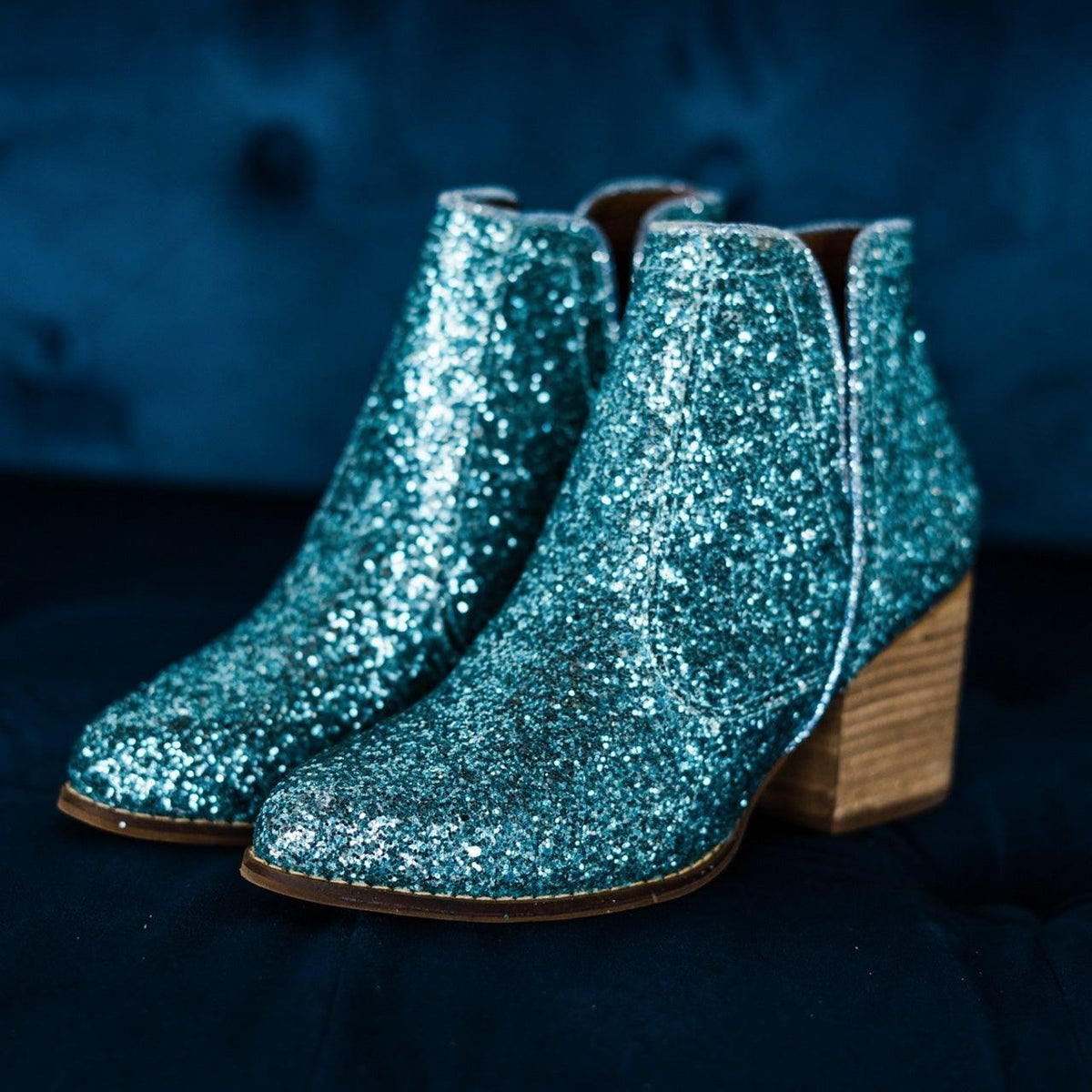 Fiera Booties in Blue - Three Mad Hatters Mercantile 