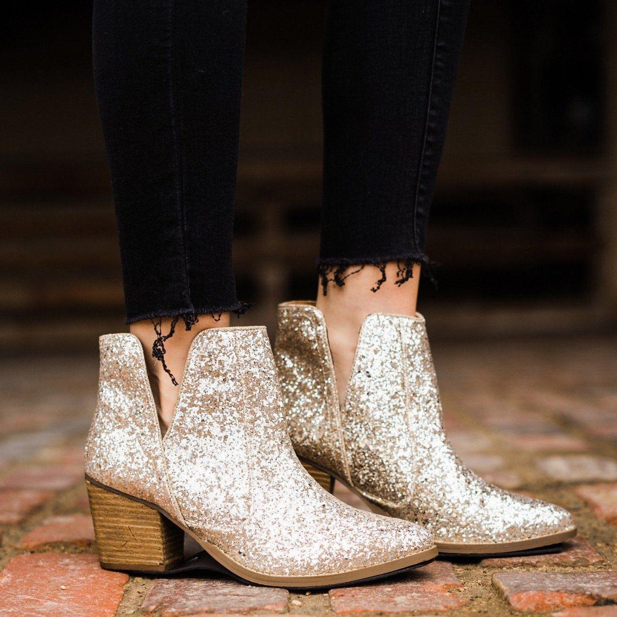 Fiera Booties in Gold - Three Mad Hatters Mercantile 