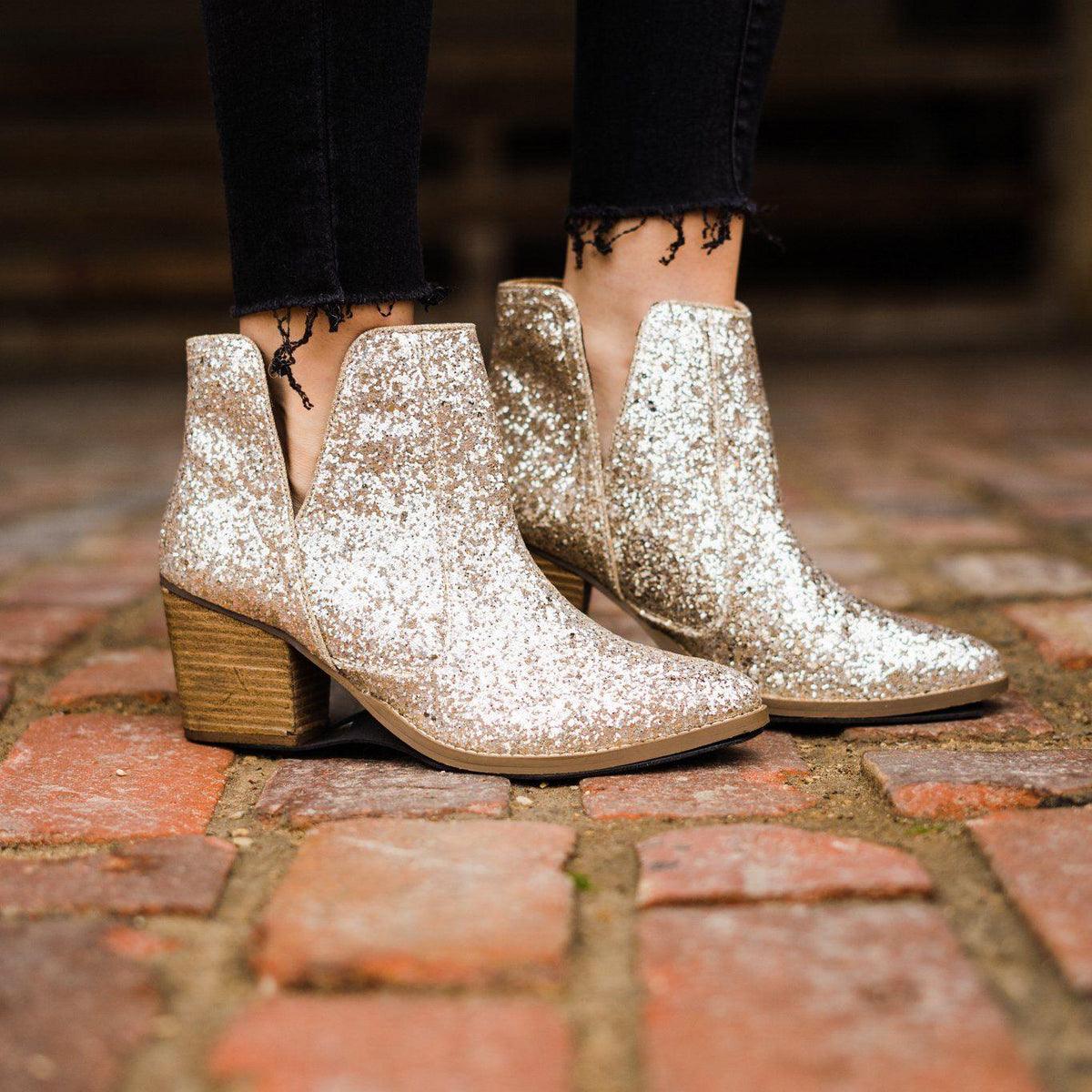 Fiera Booties in Gold - Three Mad Hatters Mercantile 
