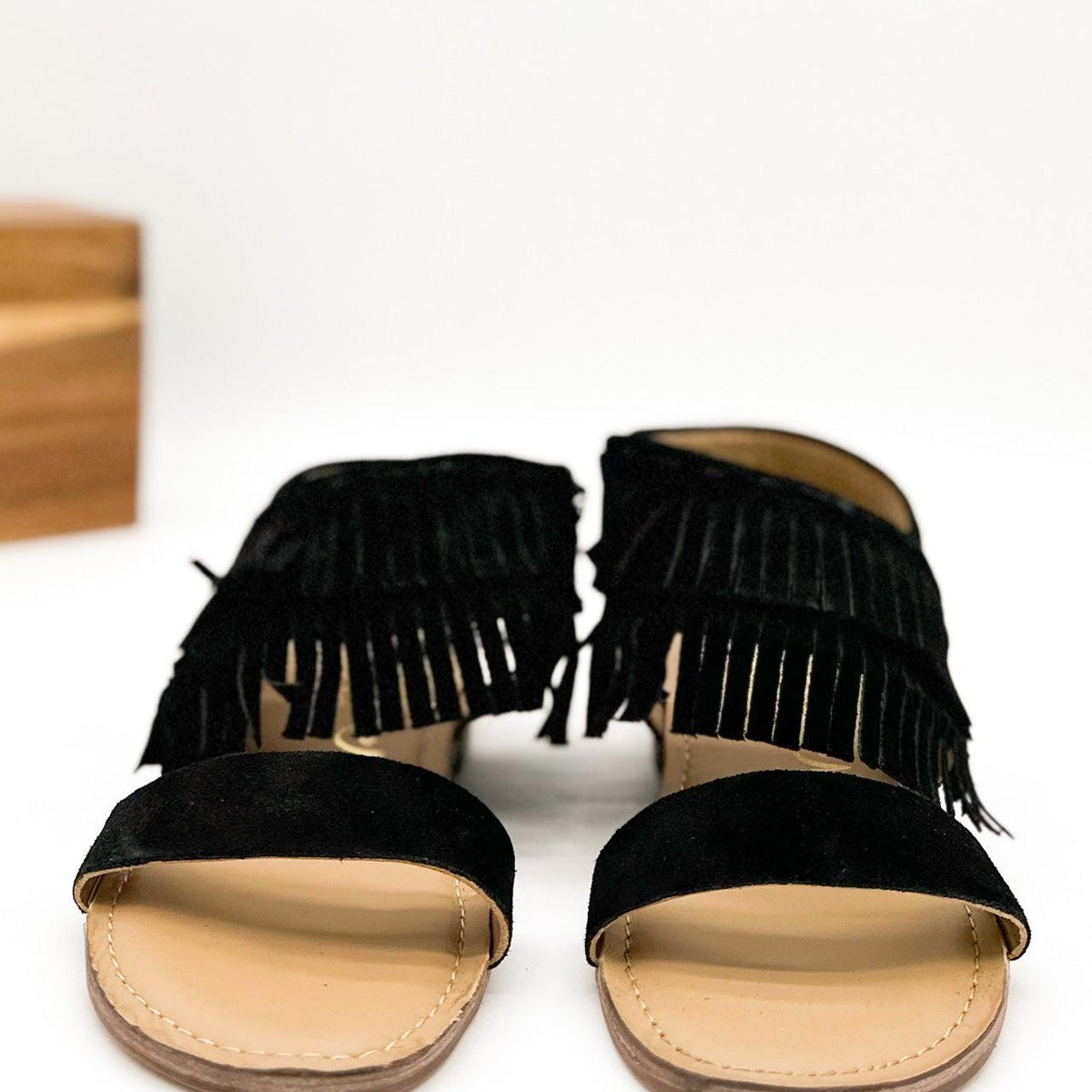Fringe Star Sandal in Black - Three Mad Hatters Mercantile 
