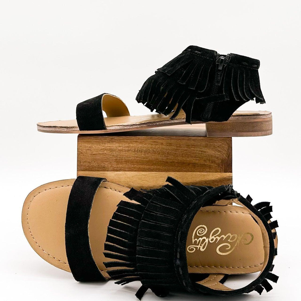 Fringe Star Sandal in Black - Three Mad Hatters Mercantile 