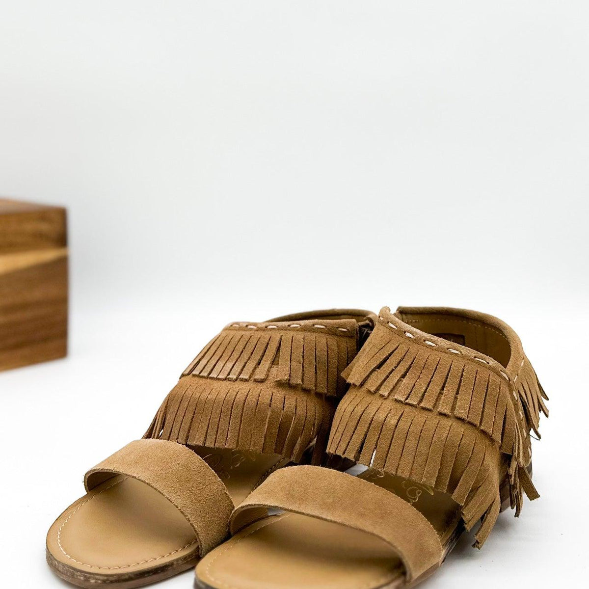 Fringe Star Sandal in Tan - Three Mad Hatters Mercantile 