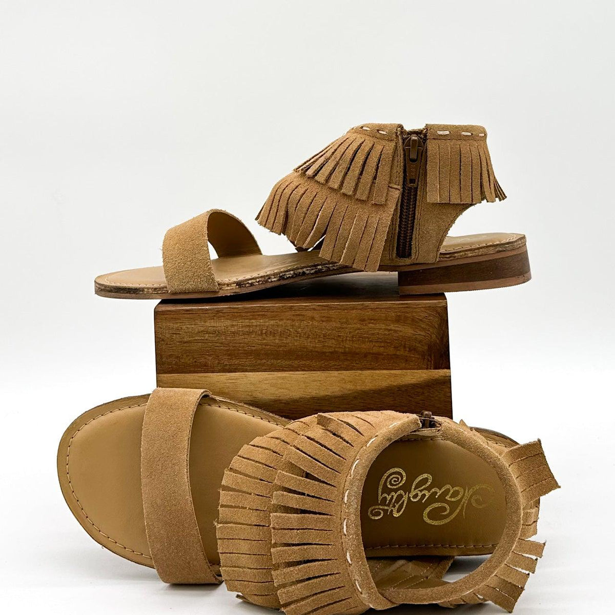 Fringe Star Sandal in Tan - Three Mad Hatters Mercantile 