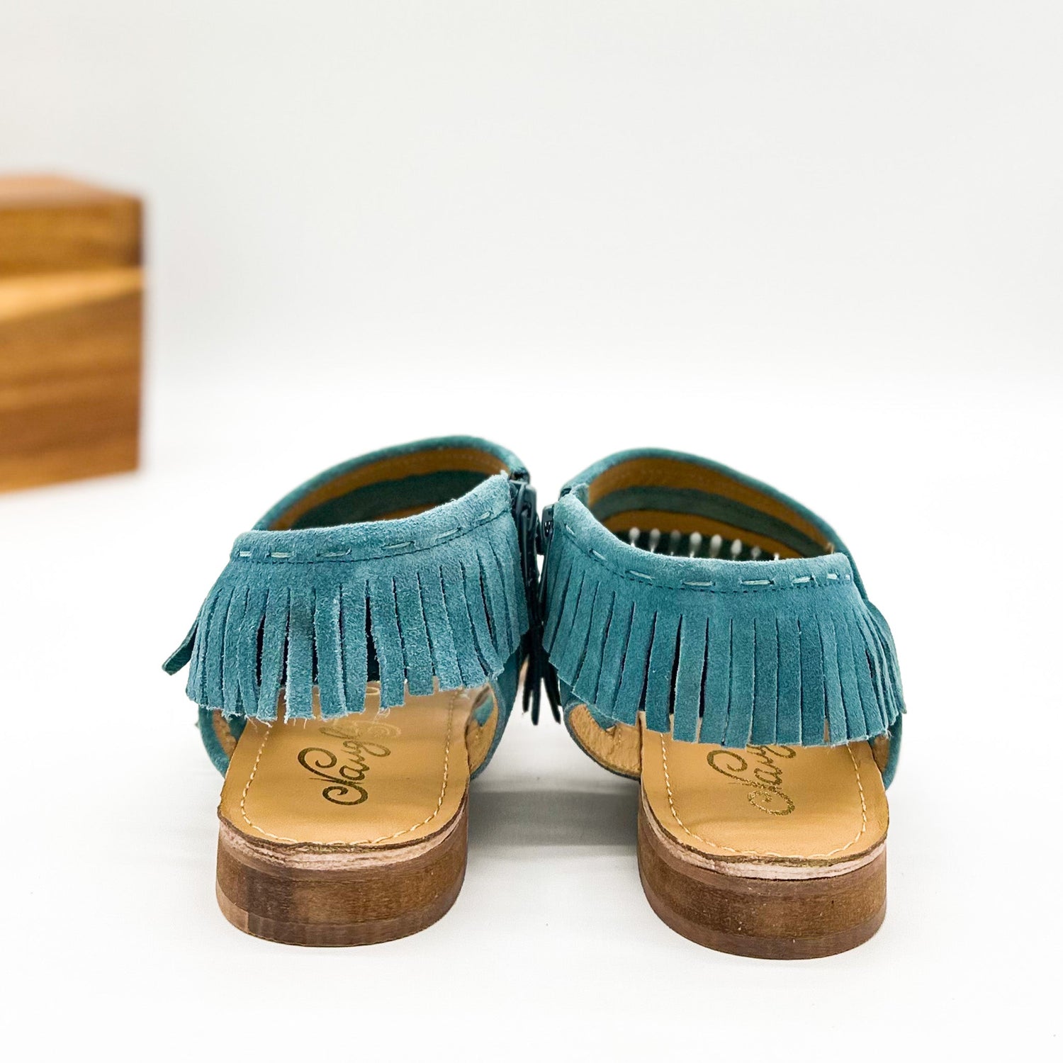 Fringe Star Sandal in Teal Shoes   