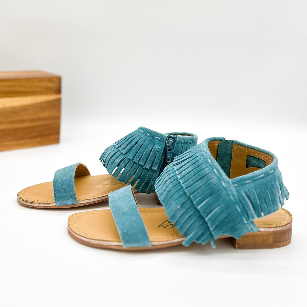 Fringe Star Sandal in Teal - Three Mad Hatters Mercantile 