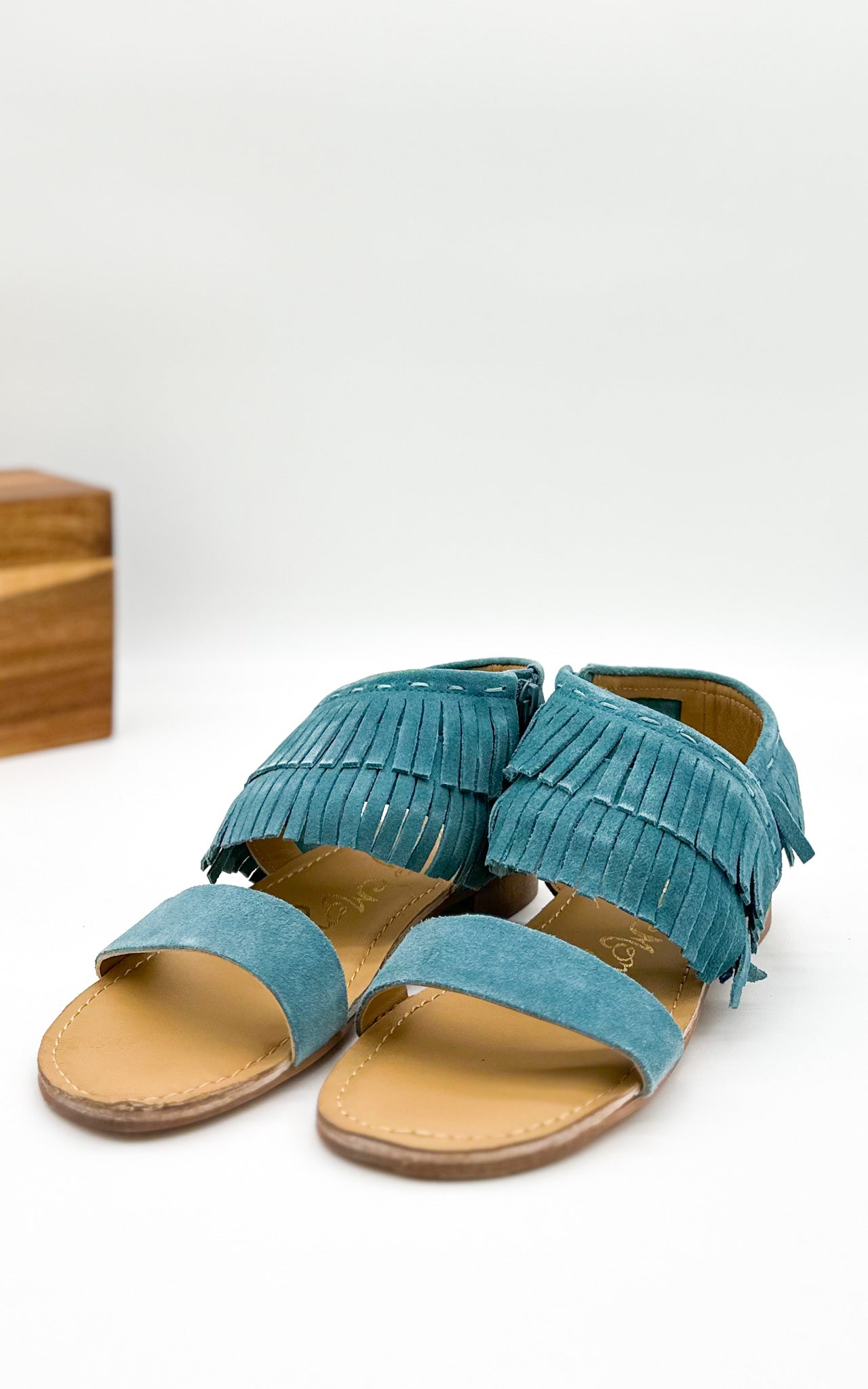 Fringe Star Sandal in Teal Shoes   