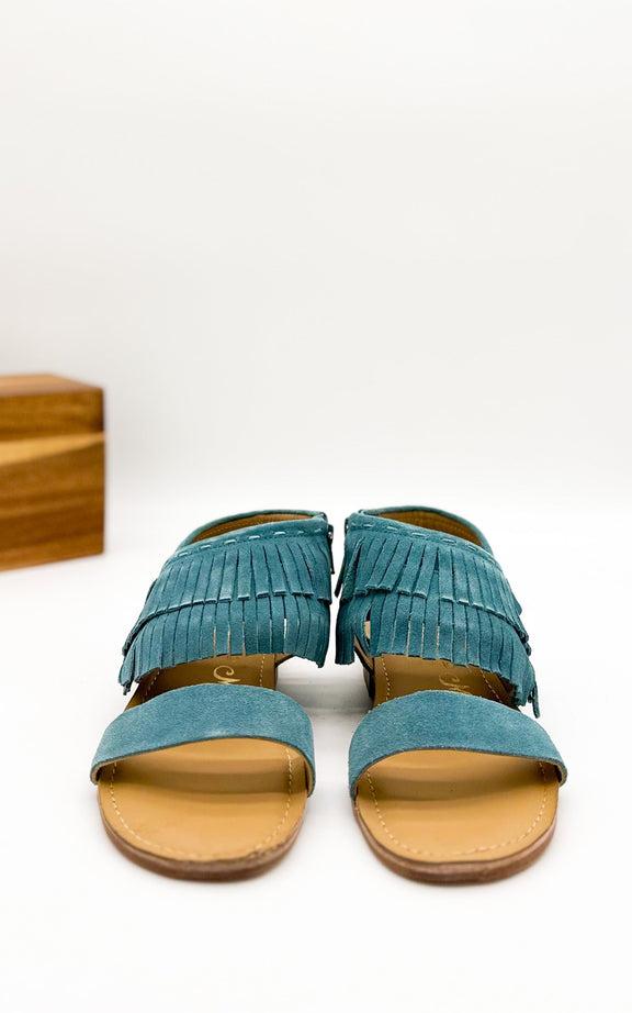 Fringe Star Sandal in Teal Shoes   