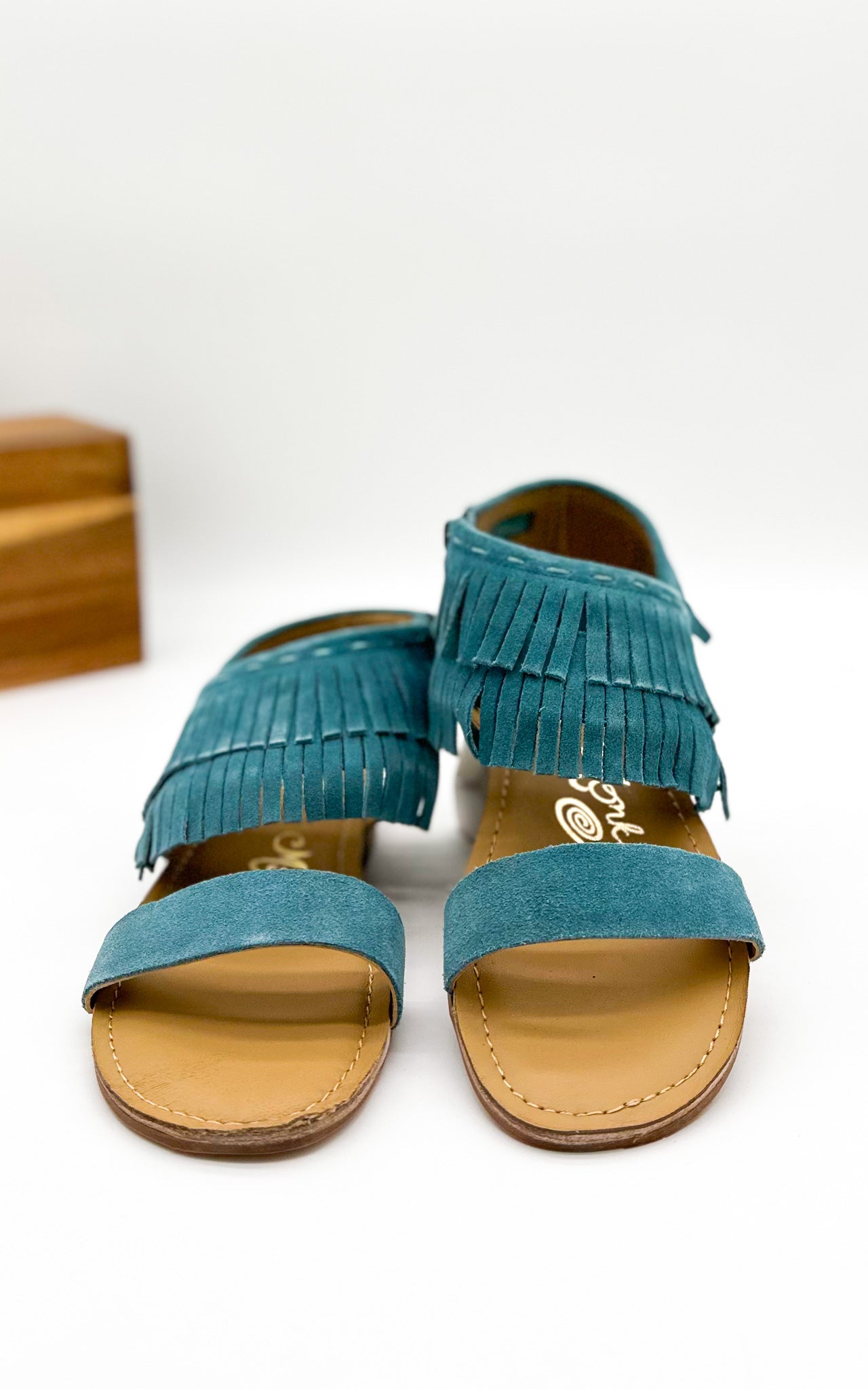 Fringe Star Sandal in Teal Shoes   