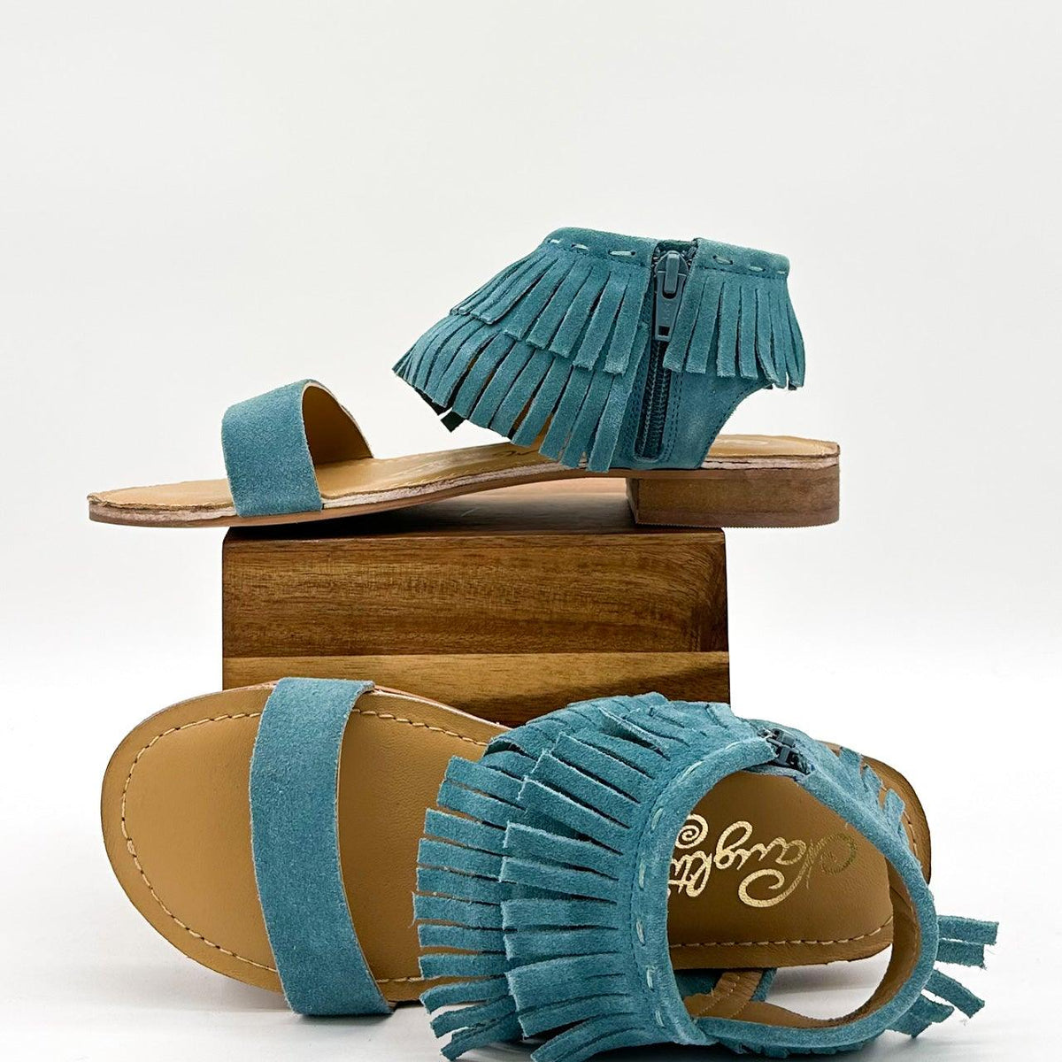 Fringe Star Sandal in Teal - Three Mad Hatters Mercantile 