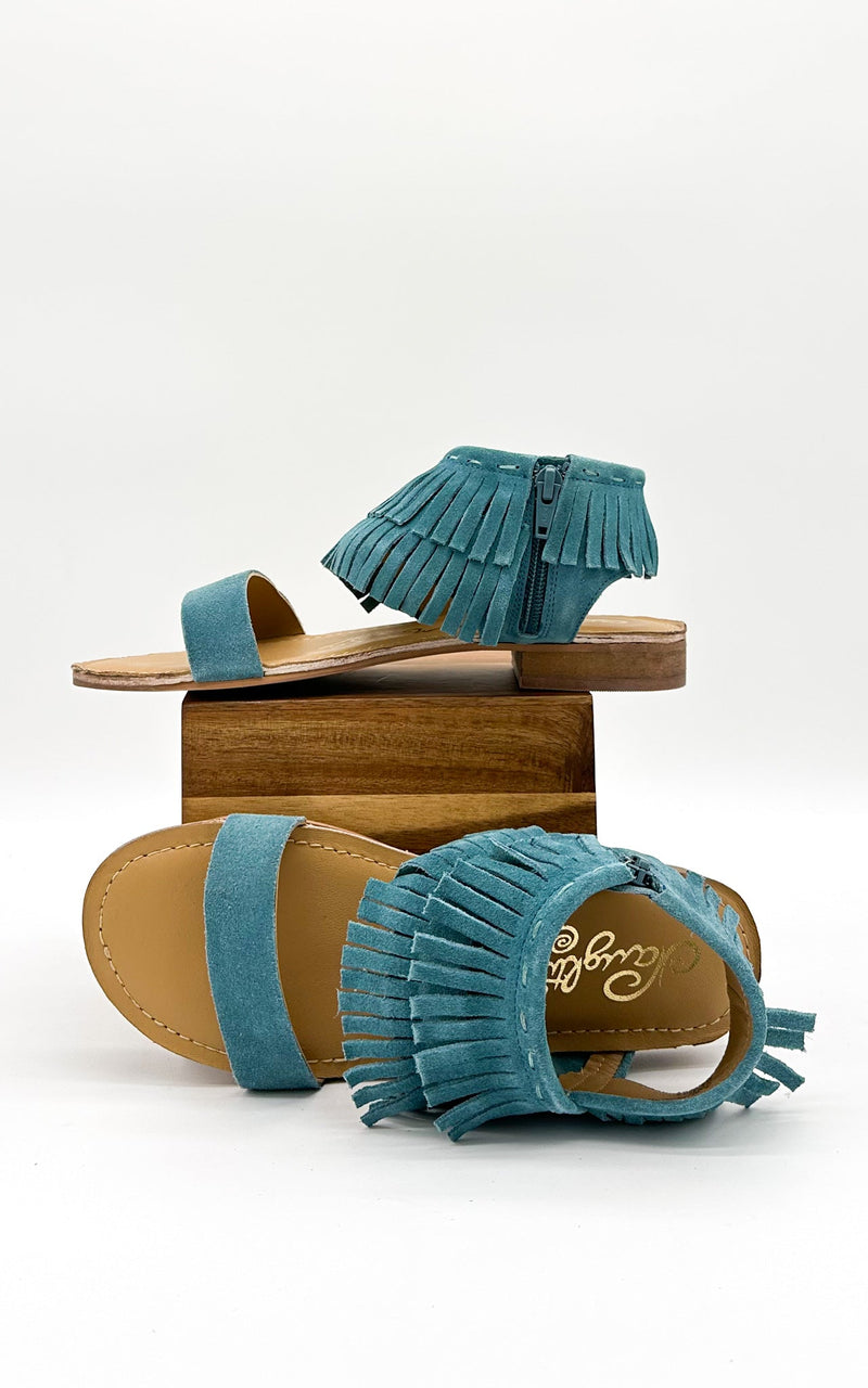 Fringe Star Sandal in Teal Shoes   