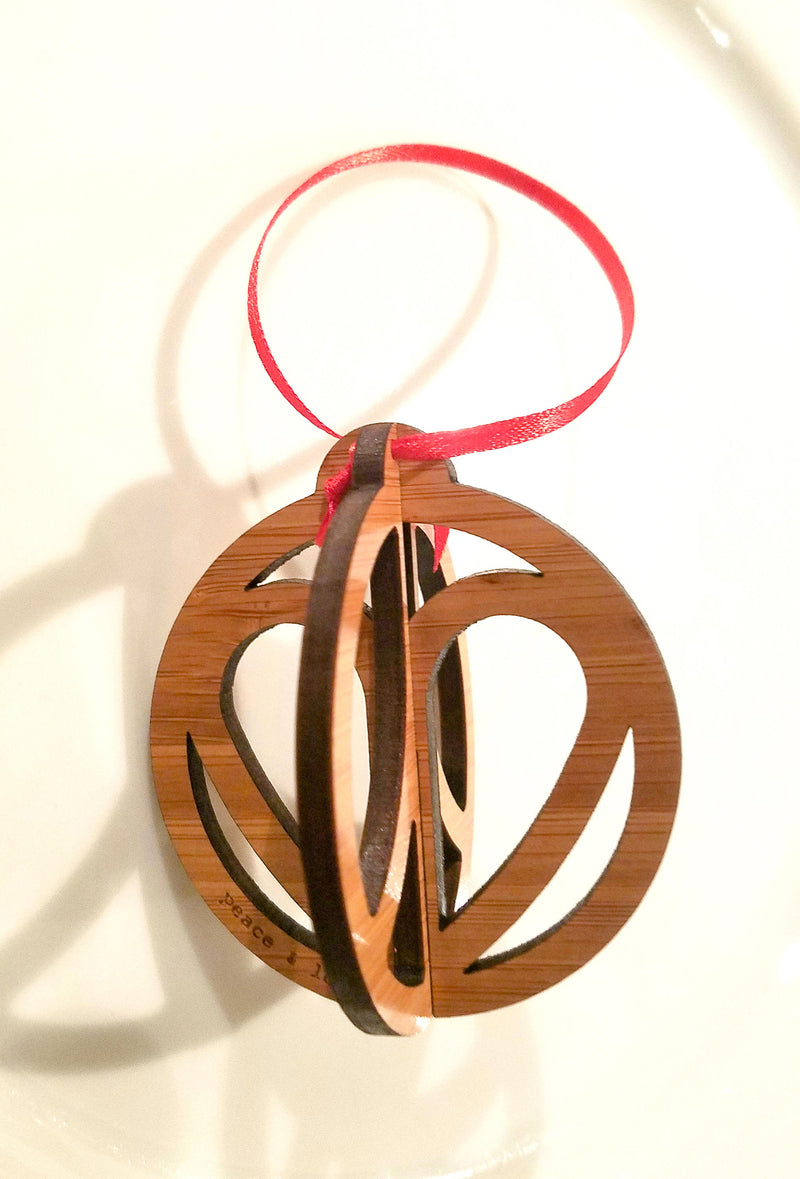 Bamboo Peace & Love Christmas Ornament