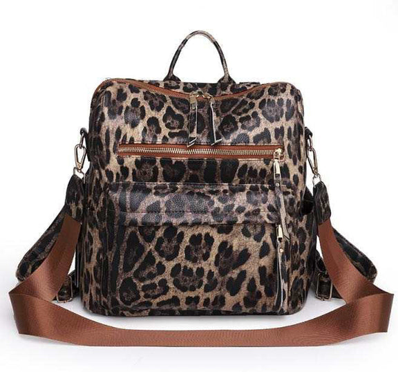 Brooke Backpack - Darker Brown Leopard    