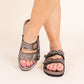 Intertwine Dual Woven Strap Slide in Pewter Shoes