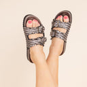 Intertwine Dual Woven Strap Slide in Pewter