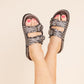 Intertwine Dual Woven Strap Slide in Pewter Shoes