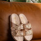 Intertwine Dual Woven Strap Slide in Champagne Shoes   