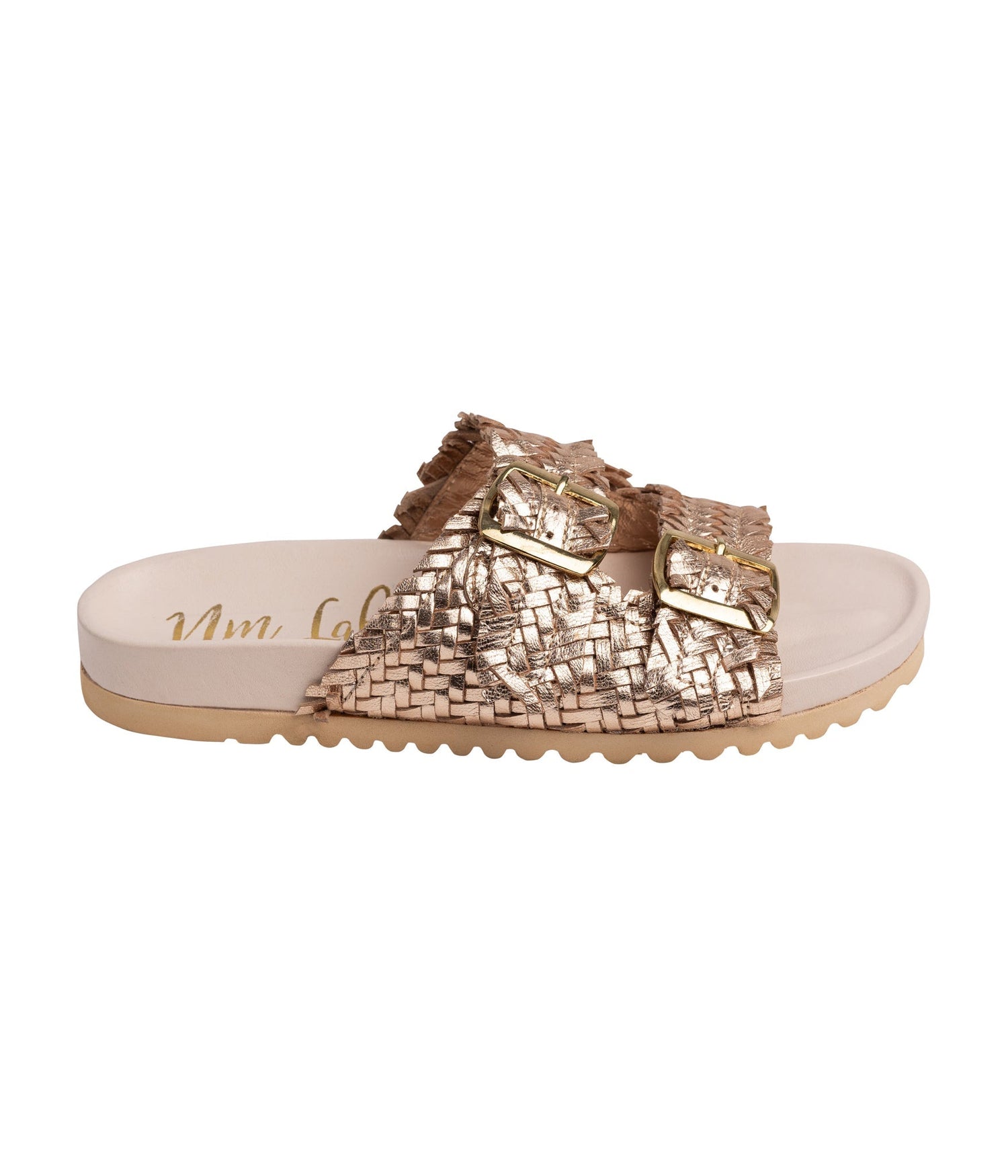 Intertwine Dual Woven Strap Slide in Champagne Shoes   