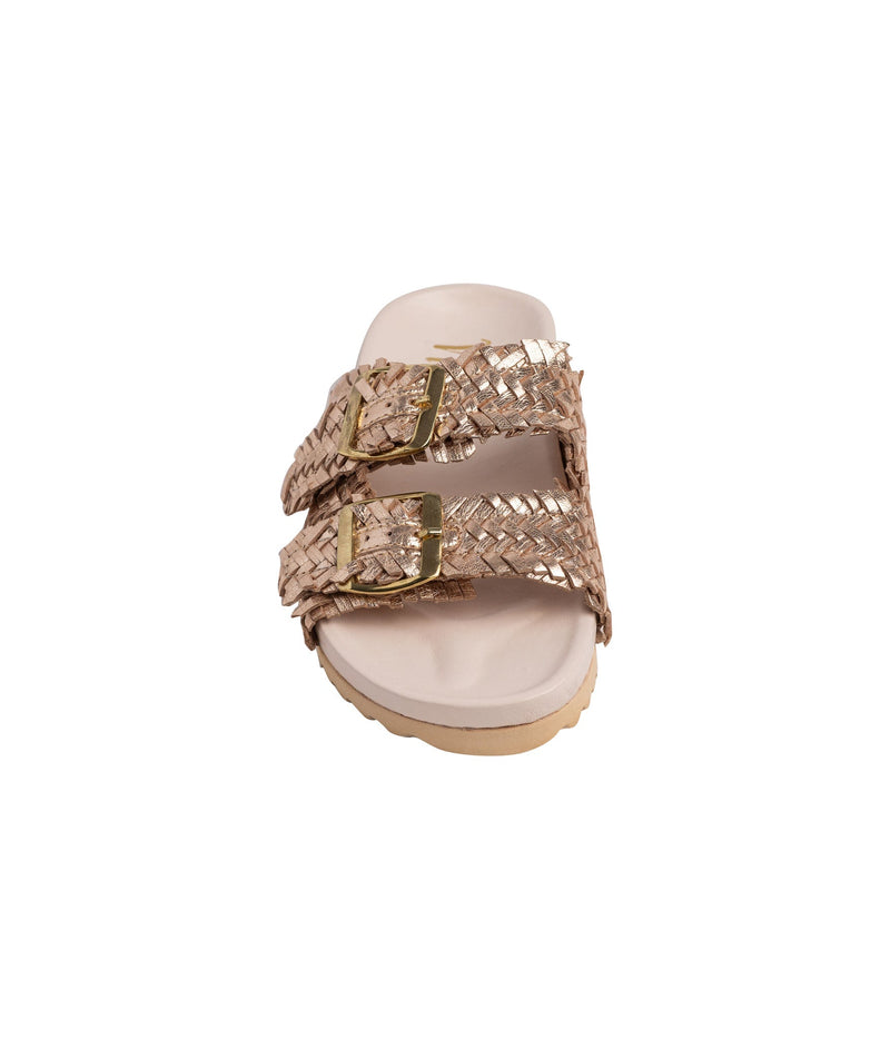 Intertwine Dual Woven Strap Slide in Champagne Shoes   