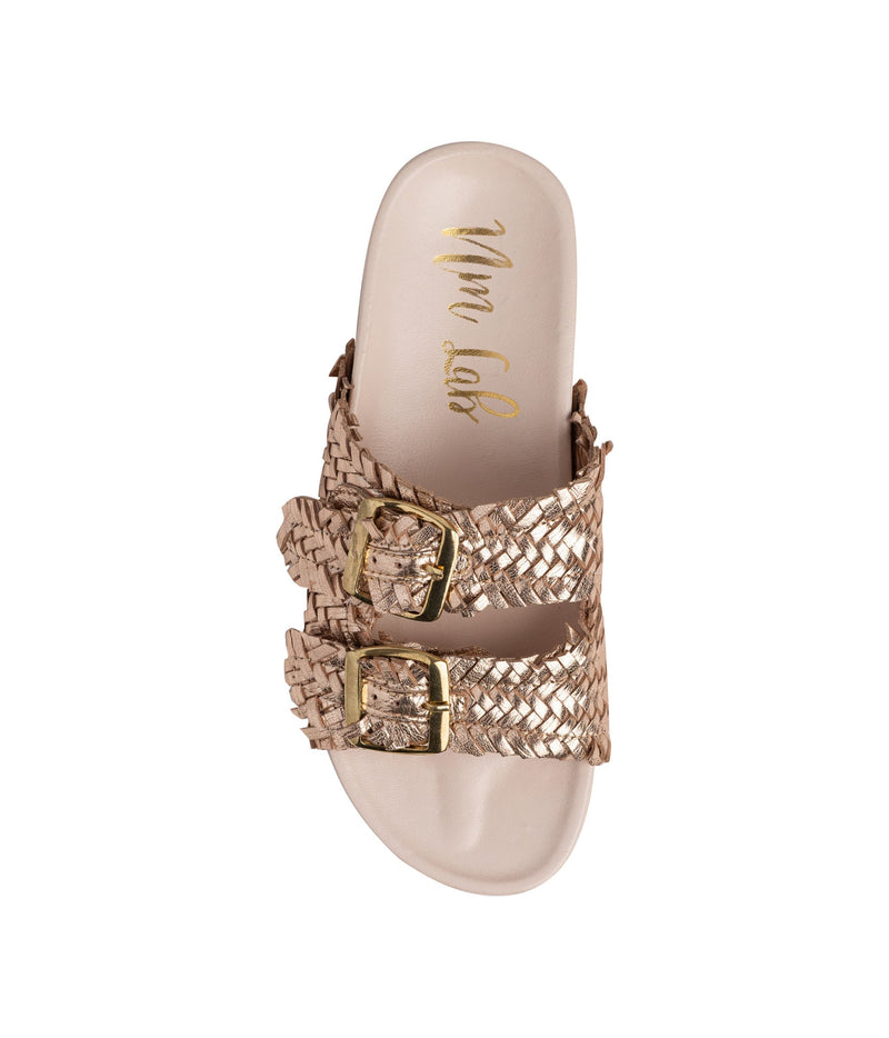 Intertwine Dual Woven Strap Slide in Champagne Shoes   