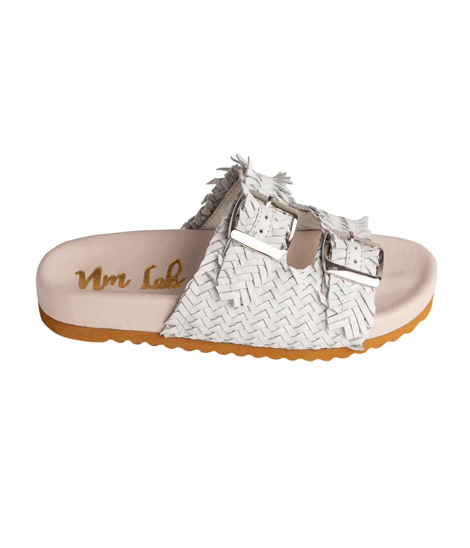 Intertwine Dual Woven Strap Slide in White Shoes   