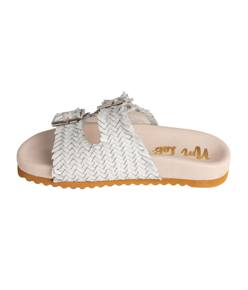 Intertwine Dual Woven Strap Slide in White Shoes   