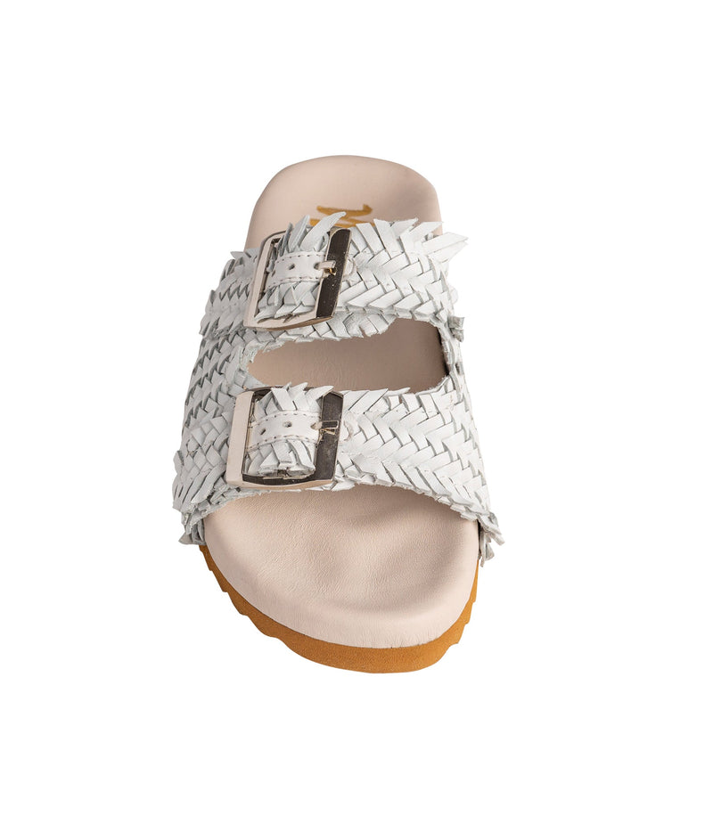 Intertwine Dual Woven Strap Slide in White Shoes   