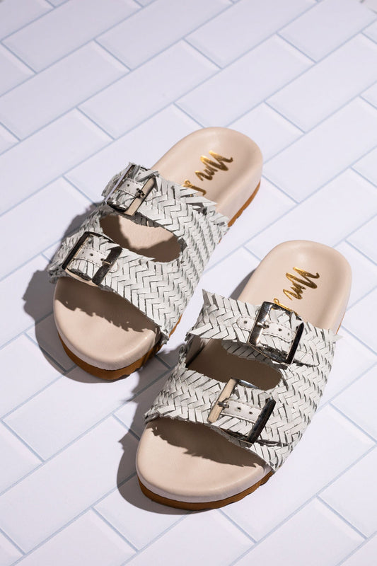 Intertwine Dual Woven Strap Slide in White Shoes   