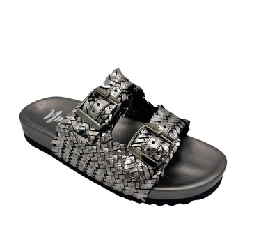 Intertwine Dual Woven Strap Slide in Pewter