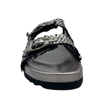 Intertwine Dual Woven Strap Slide in Pewter