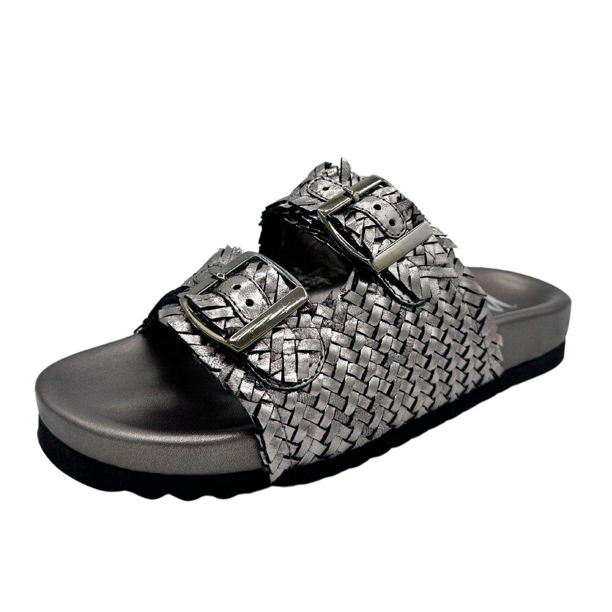 Intertwine Dual Woven Strap Slide in Pewter - Three Mad Hatters Mercantile 