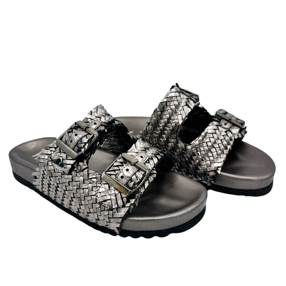Intertwine Dual Woven Strap Slide in Pewter - Three Mad Hatters Mercantile 