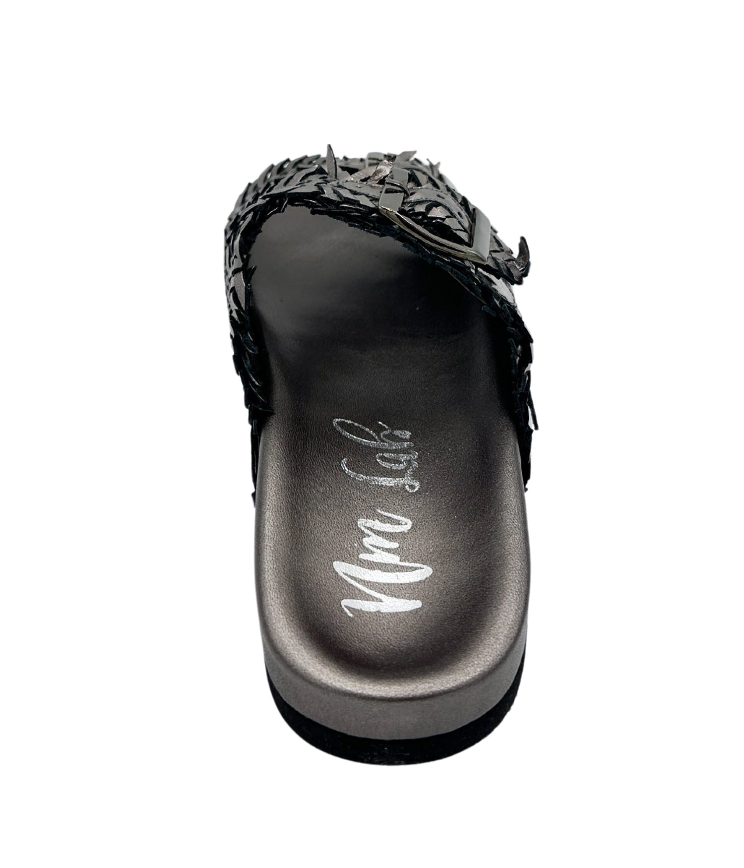 Intertwine Dual Woven Strap Slide in Pewter Shoes   