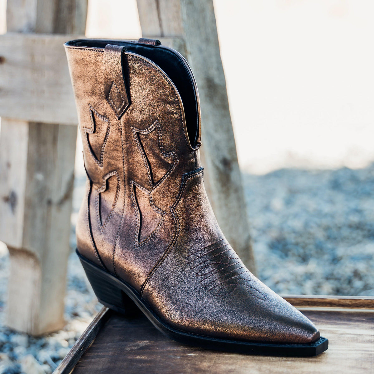 Jersey Metallic Boot in Bronze - Three Mad Hatters Mercantile 