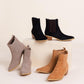 Leonor Suede Ankle Boot in Tan - Three Mad Hatters Mercantile 