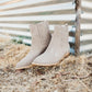 Leonor Suede Ankle Boot in Taupe - Three Mad Hatters Mercantile 