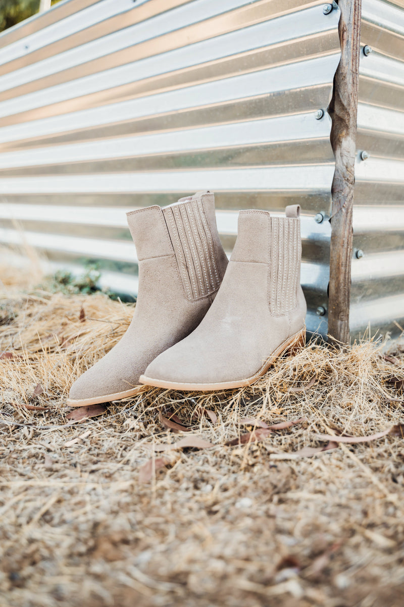 Leonor Suede Ankle Boot in Taupe Shoes