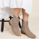 Leonor Suede Ankle Boot in Taupe