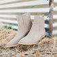 Leonor Suede Ankle Boot in Taupe - Three Mad Hatters Mercantile 