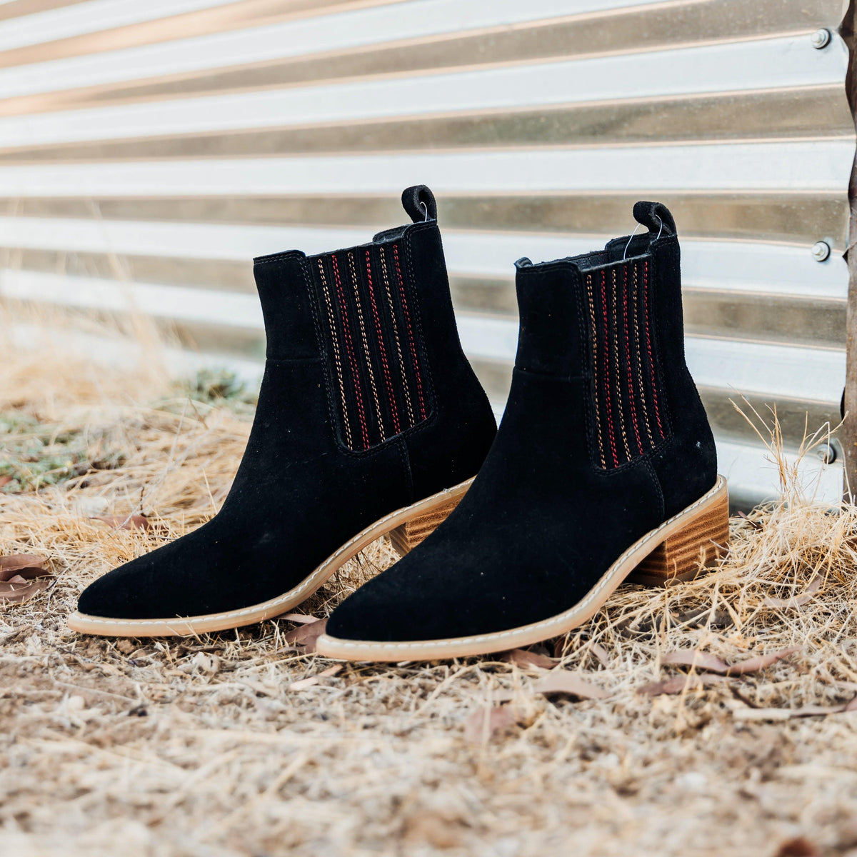 Leonor Suede Ankle Boot in Black - Three Mad Hatters Mercantile 